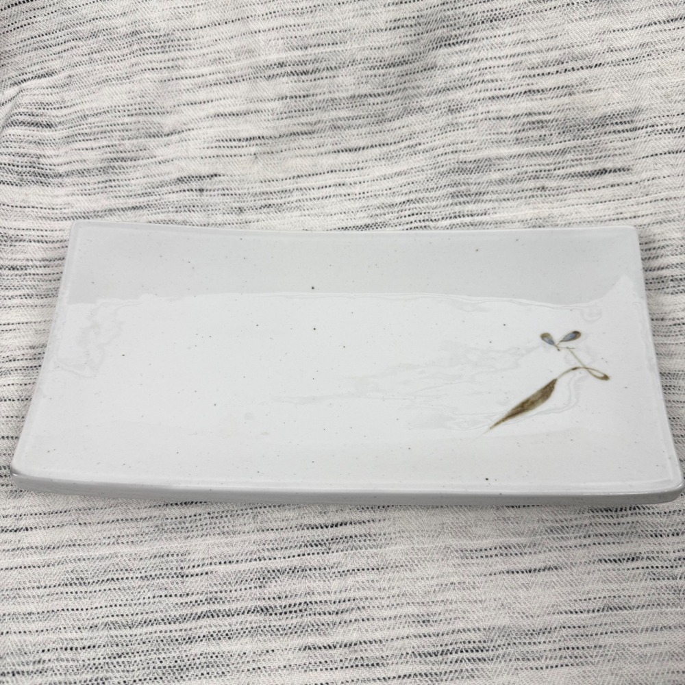 Japanese Porcelain Ceramic Rectangular Sushi Tray Signed Minimalist Hand Painted